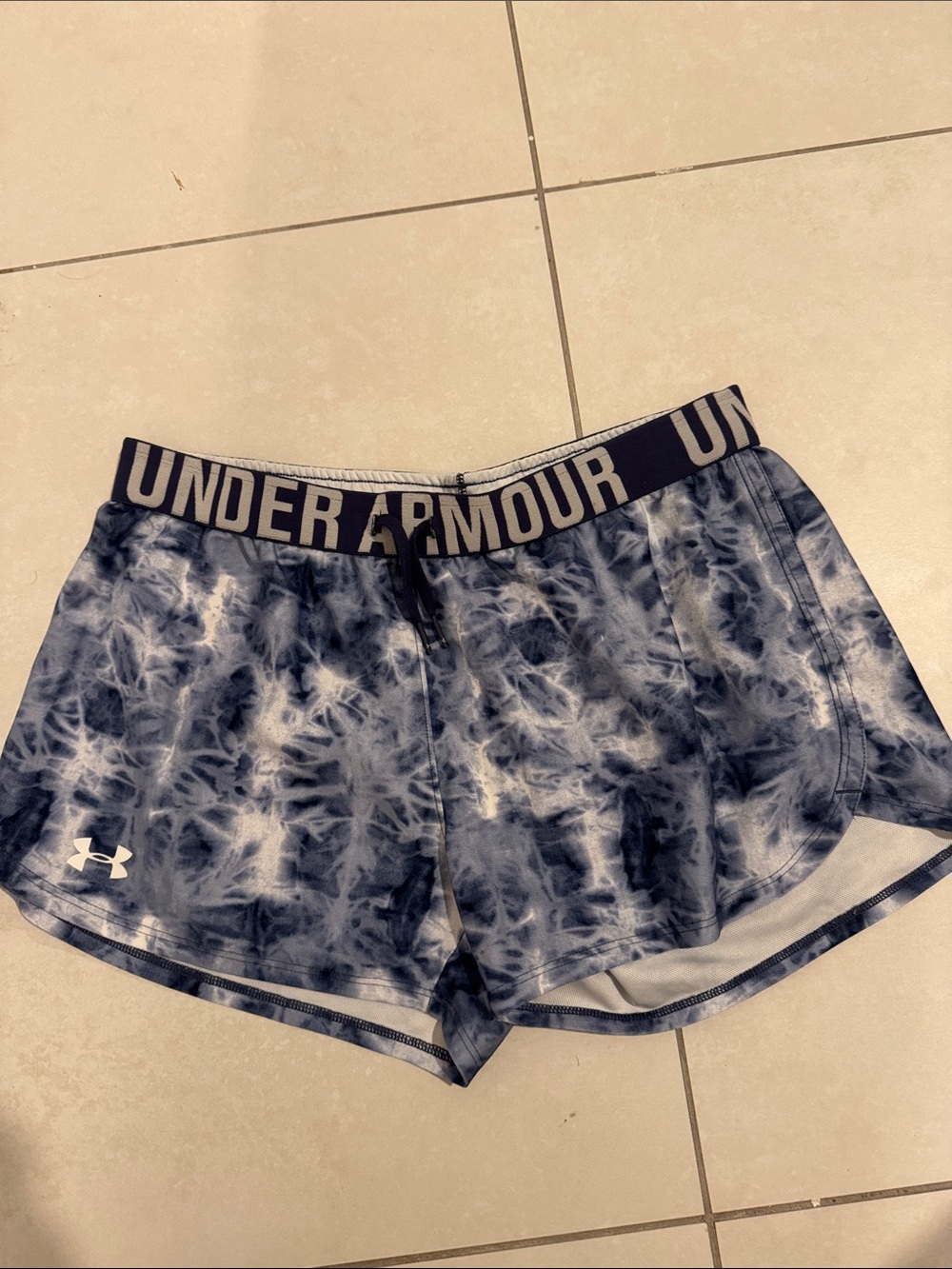 Under Armour Navy and White Tie-Dye Men's Athletic Shorts
